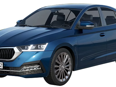 Blue Skoda Sedan With Sleek Exterior And Stylish Alloy Wheels 3d model Blue Skoda Sedan With Sleek Exterior And Stylish Alloy Wheels 3d model