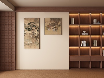 Living room study background wall model