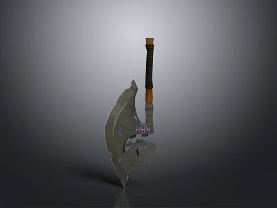 Medieval Battle Axe With Intricate Metal Head And Wooden Handle Design 3d model