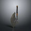 Medieval Battle Axe With Intricate Metal Head And Wooden Handle Design