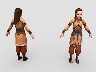 Game Role Child General Minority Warrior Character Ancient Dress Farmer Merchant Store 3d model