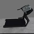 Black Frame Treadmill With Blue Control Panel And Black Running Belt