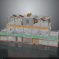 Multi Storey Building With Colorful Green Orange Exterior Walls Roof Awnings And Windows