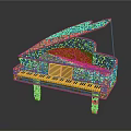 Luxurious Golden Grand Piano Decorated with Sparkling Art Materials and Intricate Black Keys