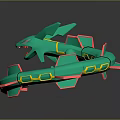 Green Dragon Shaped Deformable Toy With Red And Yellow Accents Flexible Segmented Design