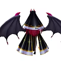 Woman with Demon Horns and Black Purple Wings in Nun Like Outfit With Golden Accents