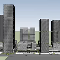 Modern High Rise Commercial Complex With Glass Facades And Riverfront Urban Design