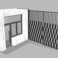 Modern Guard Booth Design With Marble Walls Black Slatted Fence Glass Door And Windows