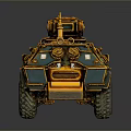 Vintage Armored Military Vehicle With Gold Blue Details And Mechanical Top Gear