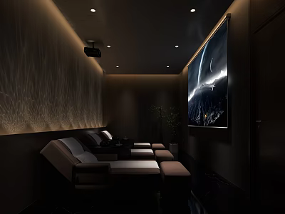 Modern SPA Sauna Room Interior Design With Comfortable Sofa Mural And Ambient Lighting 3d model