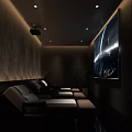 Modern SPA Sauna Room Interior Design With Comfortable Sofa Mural And Ambient Lighting