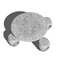 Round Marble Table and Stool Set with Grid Pattern for Modern Interior Design 3d model