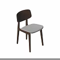 Modern Wooden Dining Chair With Walnut Frame And Light Gray Fabric Seat