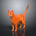 Orange Cat Standing Alert With Shiny Fur On Dark Reflective Floor 3d model