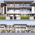 Modern Townhouse Exterior Design With Large Windows And Balconies