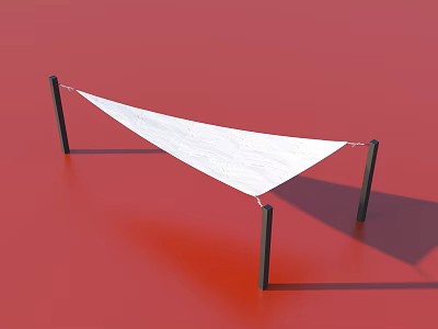 Tensile Membrane Structure With White Fabric And Black Support Poles On Red Background 3d model
