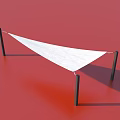 Tensile Membrane Structure With White Fabric And Black Support Poles On Red Background