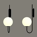 Modern Wall Lamps With White Globe Shades And Metal Frames On Beige Wall