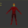 Man Dressed As Spider Man In Red And Black Full Body Superhero Costume