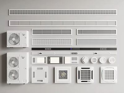 Air Conditioner Vents Featuring Various Designs And Different Installation Types For Home 3d model