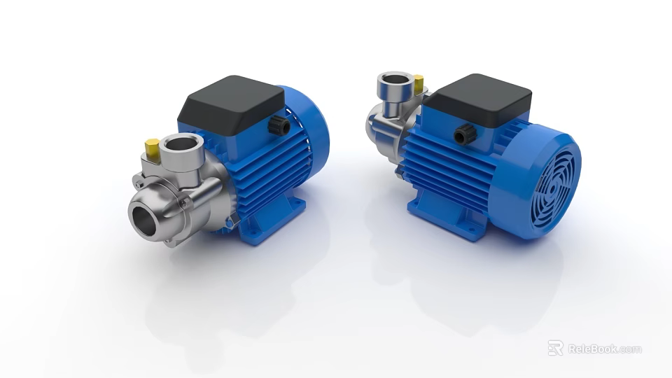 Durable Blue Industrial Pumps Featuring Stainless Steel Bodies And Black Covers For Industrial Applications 3d model 