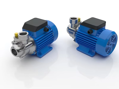 Durable Blue Industrial Pumps Featuring Stainless Steel Bodies And Black Covers For Industrial Applications 3d model