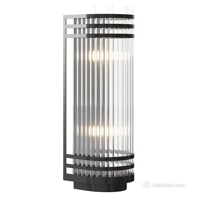 Modern Wall Light With Vertical Glass Strips And Metal Frame For Interior Lighting 3d model 