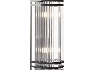 Modern Wall Light With Vertical Glass Strips And Metal Frame For Interior Lighting 3d model