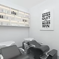 Modern Beauty Hair Salon Interior With Barber Chairs Mirrors Product Shelves And Reception Desk