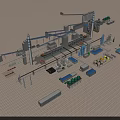 Industrial Plant Layout With Machinery Pipelines Conveyor Belts And Storage Facilities
