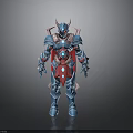 Fantasy Armored Character With Blue Red Armor And Horned
