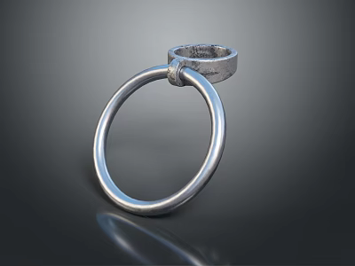 Modern Silver Ring With Sleek Circular Design And Polished Metallic Surface 3d model