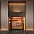 Modern Built in Wine Cabinet With Wooden Interior Shelves And Warm Lighting