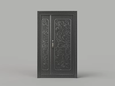 Modern carved entrance door, galvanized door, password door, child and mother door 3d model
