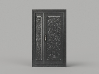 Modern carved entrance door, galvanized door, password door, child and mother door 3d model