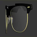 Modern Glasses Featuring Black And Gold Frame Clear Lenses And Reflection Effect 3d model