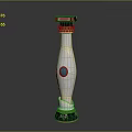 Decorative Vase Featuring White Body Gold Patterns Blue Circular Decoration And Black Red Top