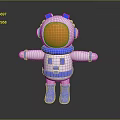 Cartoon Style Astronaut Game Character With White Blue Orange Outfit And Extended Arms