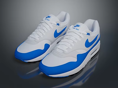 Classic Nike Blue And White Air Max Sneakers With Cushioning For Everyday Wear 3d model