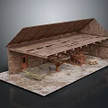 Wooden House Model Featuring Open Wooden Roof Interior Tools And Wooden Frame Structure