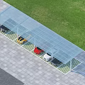 Carport Canopy for Outdoor Parking Area with Multiple Cars Parked Under Clear Blue Sky