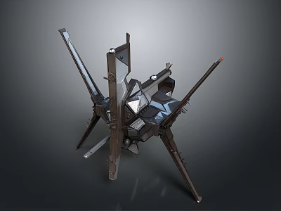 Modern Abstract Industrial Mechanical Structure With Metal Legs And Geometric Framework 3d model