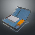 Open Metal Cigarette Case With White Cigarettes And Orange Lighter Inside 3d model