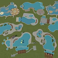 Waterfront Landscape Design Featuring Multiple Curved Water Bodies Paths And Seating Areas