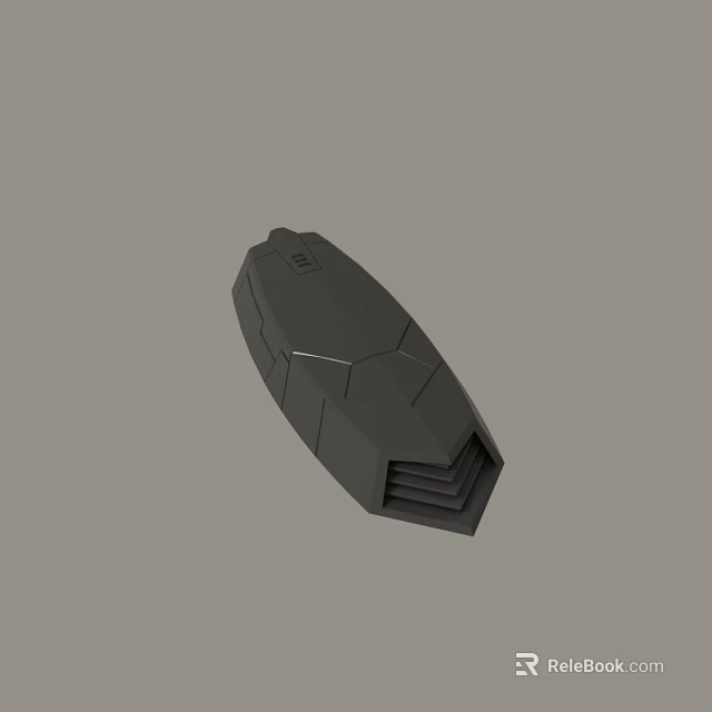 Black Angular 3D Model of Futuristic Device With Structured Surface Design 3d model 