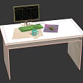 Light Colored Office Desk With Computer Monitor Keyboard Coffee Mug And Mouse Pad