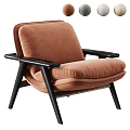 Comfortable Caramel Velvet Leisure Chair With Sturdy Black Solid Wood Armrests And Sleek Supporting Legs