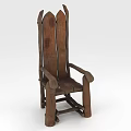 Rustic Handcrafted Wooden Single Chair With Natural Wood Backrest And Armrests
