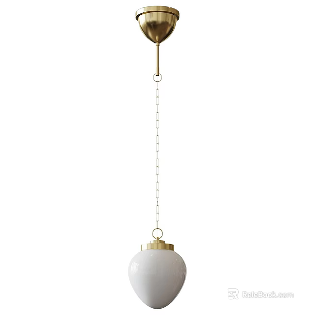 Modern White Globe Pendant Light With Brass Hanging Chain And Minimalist Design 3d model 