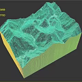 3D Terrain Model With Green Brown Mountainous Areas And Rivers On White Base